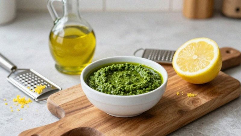 Jak doprawić pesto oliwą i sokiem z cytryny?